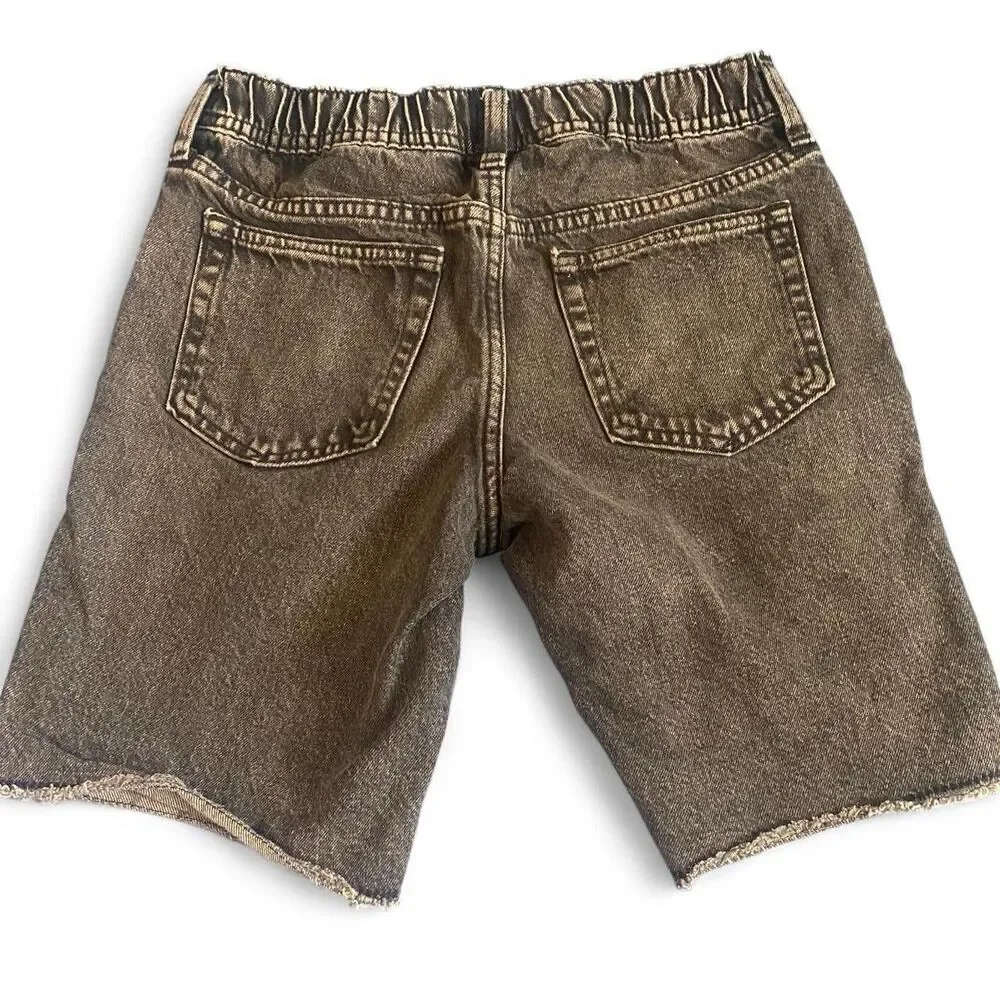 Gap Kids XXL 14-16 Slim Pull-On Denim Shorts Washed Black Adjustable Waist EUC